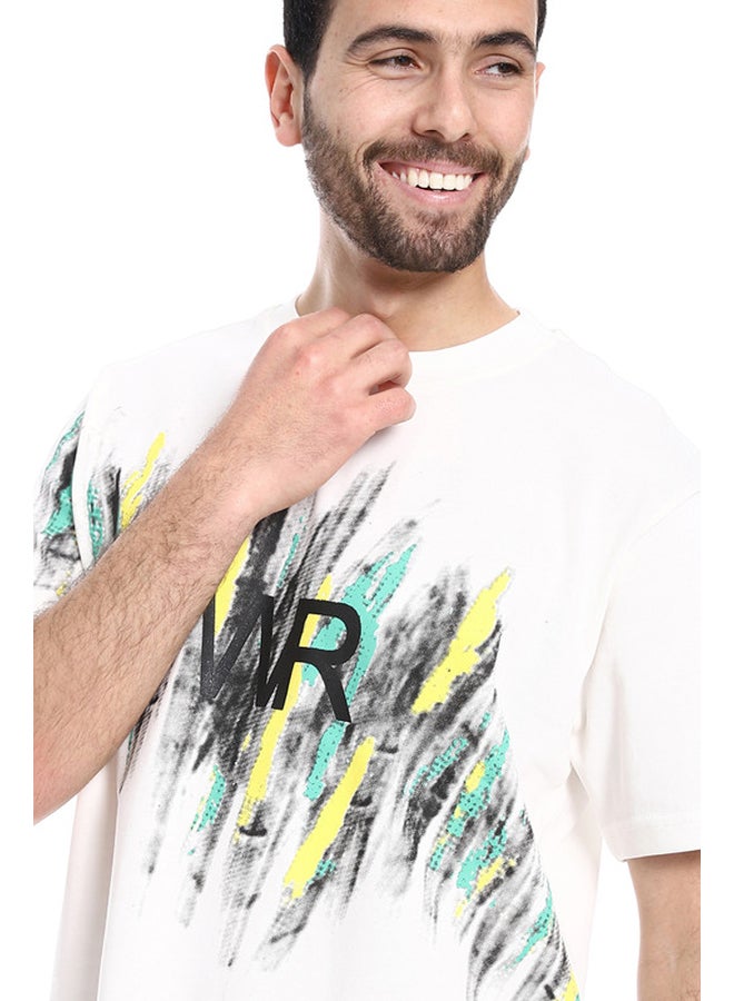 WHITE RABBIT Printed Regular Fit Slip On T-Shirt - White, Yellow & Green  - Image 4