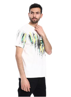 WHITE RABBIT Printed Regular Fit Slip On T-Shirt - White, Yellow & Green  - Image 2