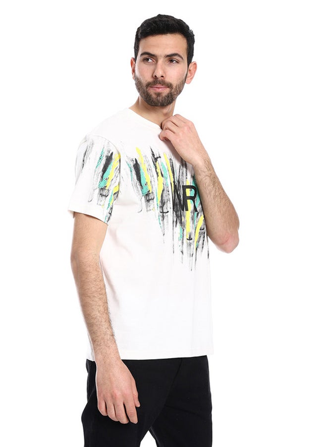 WHITE RABBIT Printed Regular Fit Slip On T-Shirt - White, Yellow & Green  - Image 2