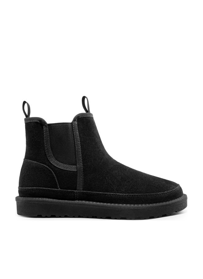 Bruno Marc Men's Winter Snow Boots, Suede Upper, Warm Plush Lining, Anti-Slip Lightweight Outsole, Easy Slip-On Chelsea Design, Daily Wear, Outdoor Walking, Size 9.5,Black,SBSB2403M - Image 1