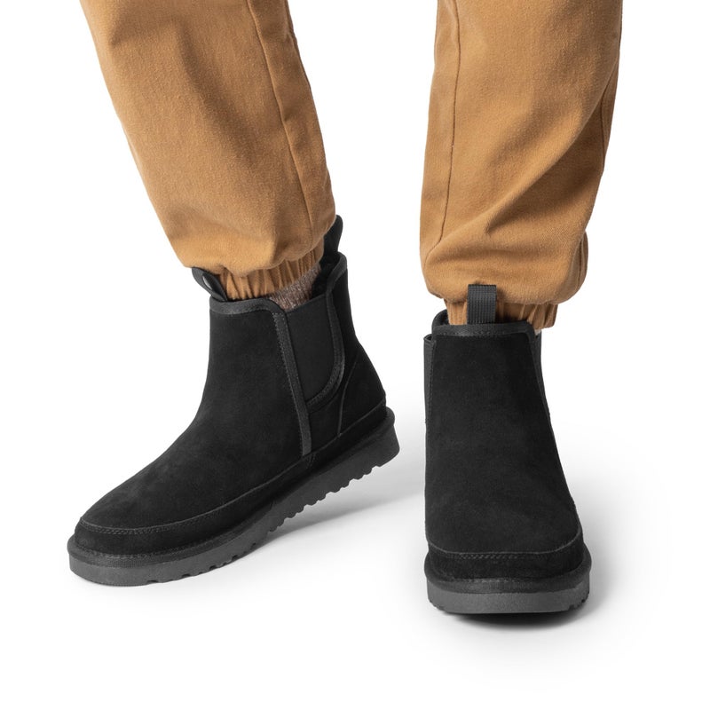 Bruno Marc Men's Winter Snow Boots, Suede Upper, Warm Plush Lining, Anti-Slip Lightweight Outsole, Easy Slip-On Chelsea Design, Daily Wear, Outdoor Walking, Size 9.5,Black,SBSB2403M - Image 2