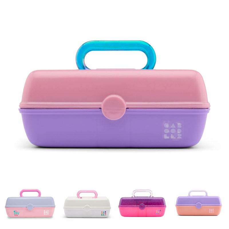 Caboodles Pretty in Petite Makeup Box, Two-Tone Pink on Lavender, Hard Plastic Organizer Box, 2 Swivel Trays, Fashion Mirror, Secure Latch for Safe Travel - Image 1