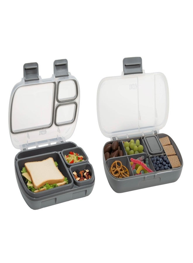 تيستي طقم علب طعام ووجبات خفيفة من قطعتين من Tasty، يتضمن علبة غداء وعلبة وجبات خفيفة، تخزين طعام محمول مع حامل هاتف مدمج، مقابض حمل، رمادي - Image 1