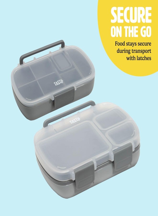 تيستي طقم علب طعام ووجبات خفيفة من قطعتين من Tasty، يتضمن علبة غداء وعلبة وجبات خفيفة، تخزين طعام محمول مع حامل هاتف مدمج، مقابض حمل، رمادي - Image 3