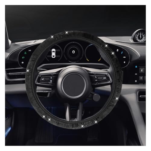 KPFILEH Bling Car Steering Wheel Cover 15 Crystal Rhinestone AntiSlip Auto Steering Wheel Protector Soft Breathable Vehicle Interior Decorative Protector Accessories for Most CarsBlack - Image 1