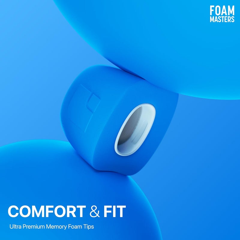 AutoLine Pro Foam Masters Memory Foam Ear Tips for AirPods 1st & 2nd Gen | 3Pairs, New Version 4.0- , Comfortable, Secure, Better Noise Cancellation | Replacement Buds (Supercar Blue-Assorted S/M/L) - Image 4
