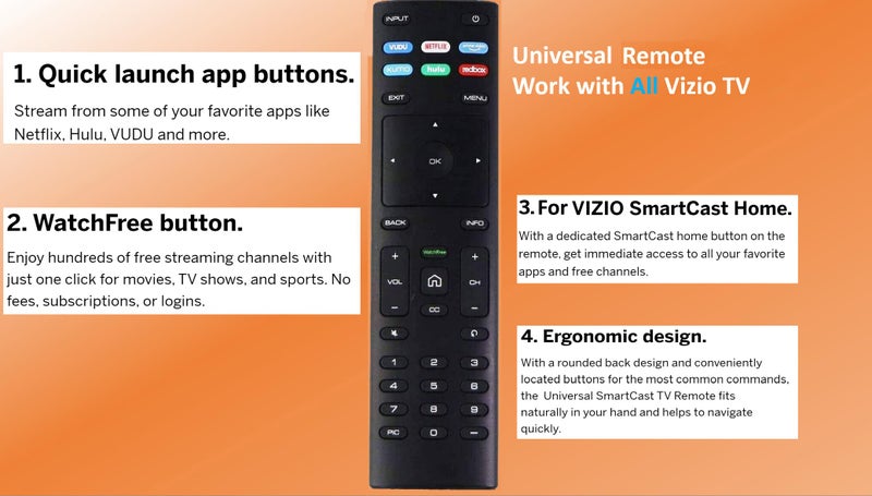 Elekpia XRT136 Watchfree Remote Control Replacement for All VIZIO LED LCD HD 4K UHD HDR Smart TV - Image 4