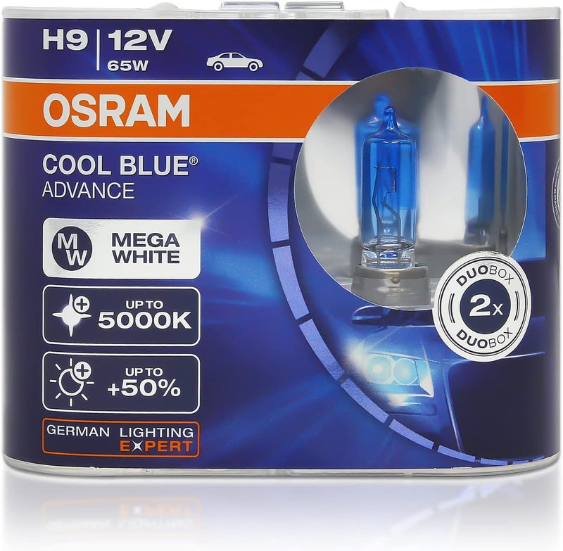 OSRAM H9 12V 65W Cool Blue Advance Halogen Headlight Bulbs - 2 Pack - Image 1