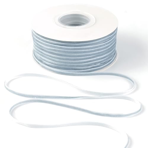 MAYREEL 1/8 Inch Dusty Blue Velvet Ribbon Thin Slate Blue Vintage Ribbon for Wedding Invitations Gift Wrapping Party Favor Boxes 50 Yards - Image 1