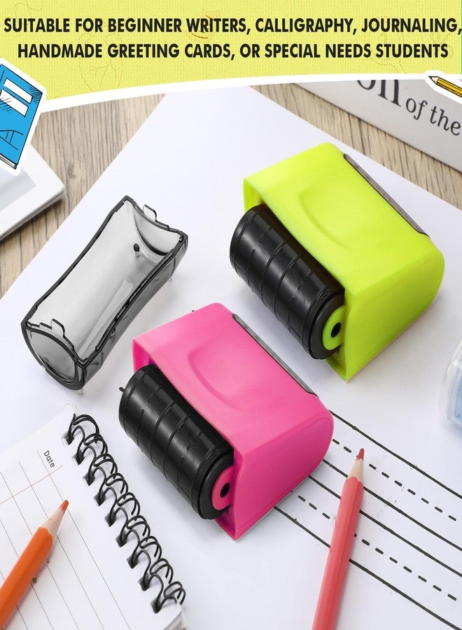 Sherr شعار 2 عبوة طوابع دوارة مزدوجة بخط متقطع طوابع ذاتية الحبر حبر أسود أداة ممارسة الكتابة للمعلمين في الفصول الدراسية للمدارس الابتدائية التعليم الخاص رياض الأطفال (أخضر، وردي) - Image 3