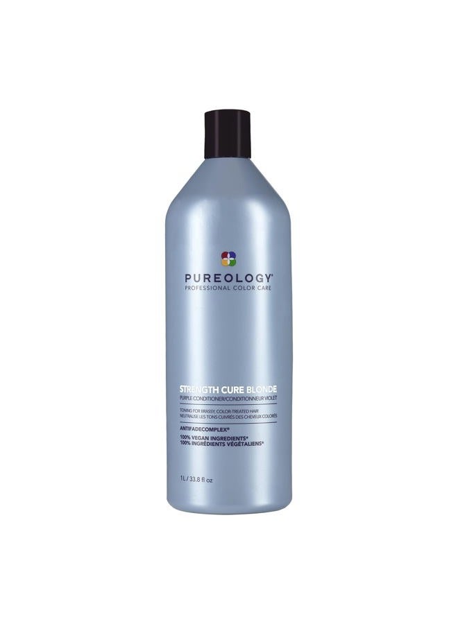 PUREOLOGY Strength Cure Blonde Purple Conditioner for Blonde & Lightened Color-Treated Hair, 33.8 Fl Oz - Image 1
