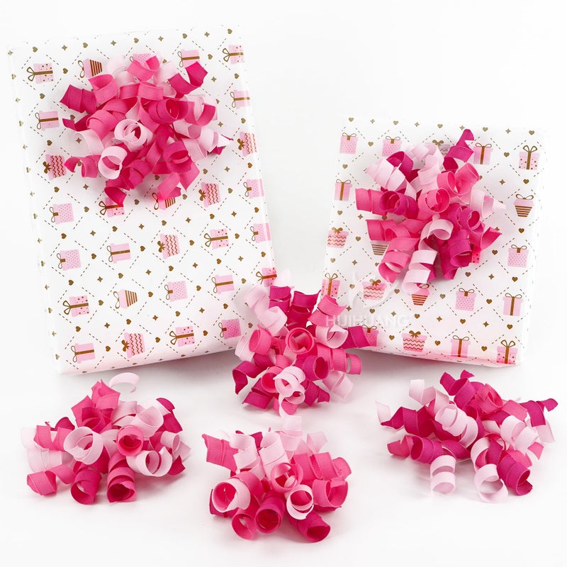 HUIHUANG Pink Bows for Gift Wrapping Self Adhesive Curly Gift Bows Fushcia/Pink/Hot Pink Bows for Presents, Birthday, Wedding Baby Shower Party Favors, Treat Bags- 6 Counts - Image 1
