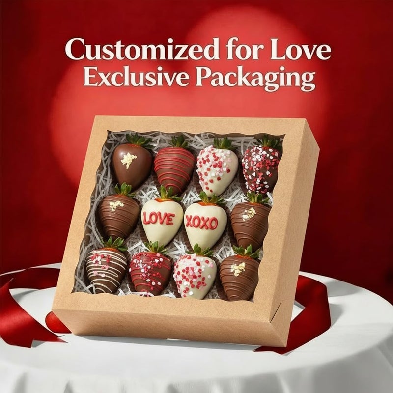 SLShePack 50Pack 9x9x2.5 Inches Kraft Brown Bakery Boxes,Pie Boxes with Clear Window Treat Boxes for Chocolate Strawberries, Pastries, Muffins, Donuts,Cookie,Breakable Heart - Image 5