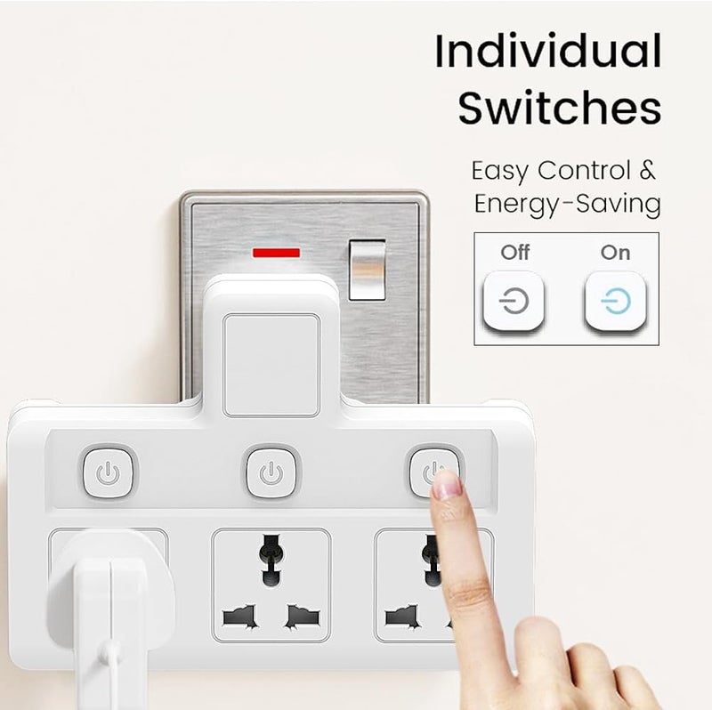 Tycom Power Adapter Multi Plug Extension, Extender Wall Charger Socket 3 Way Multiple Electrical Outlet Adaptor, Charging Station for Home, Office （3 Way） - Image 3