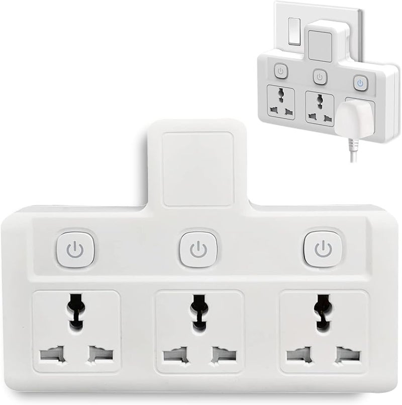 Tycom Power Adapter Multi Plug Extension, Extender Wall Charger Socket 3 Way Multiple Electrical Outlet Adaptor, Charging Station for Home, Office （3 Way） - Image 1