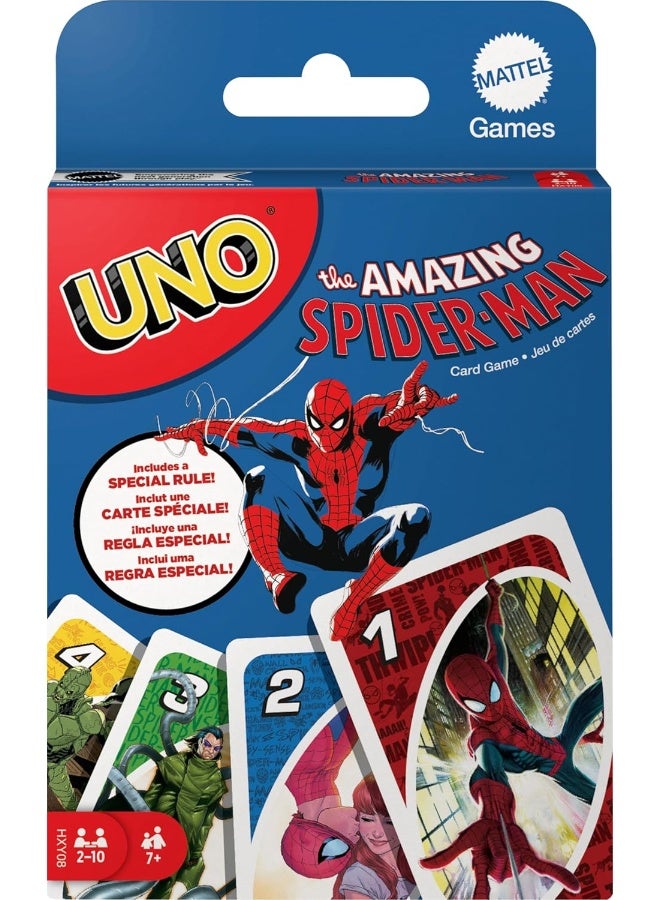 Mattel Games Mattel Games UNO The Amazing Spider-Man Card Game for Kids, Adults & Family with Deck & Special Rule Inspired by The Marvel Comic Book Series  - Image 1