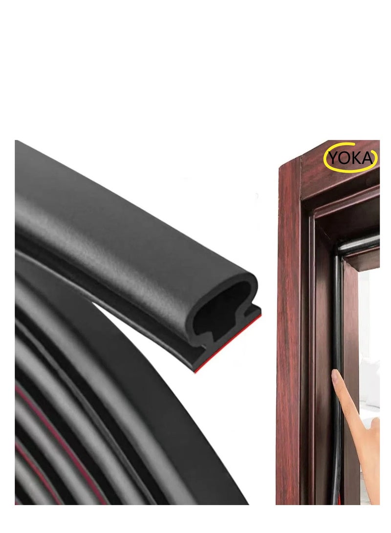يوكا شريط عزل الأبواب ذو شكل D لاصق بذاته من الفوم لإحكام إغلاق إطار الباب والنافذة (طول 19.7 قدم، باللون الأسود) - Image 1