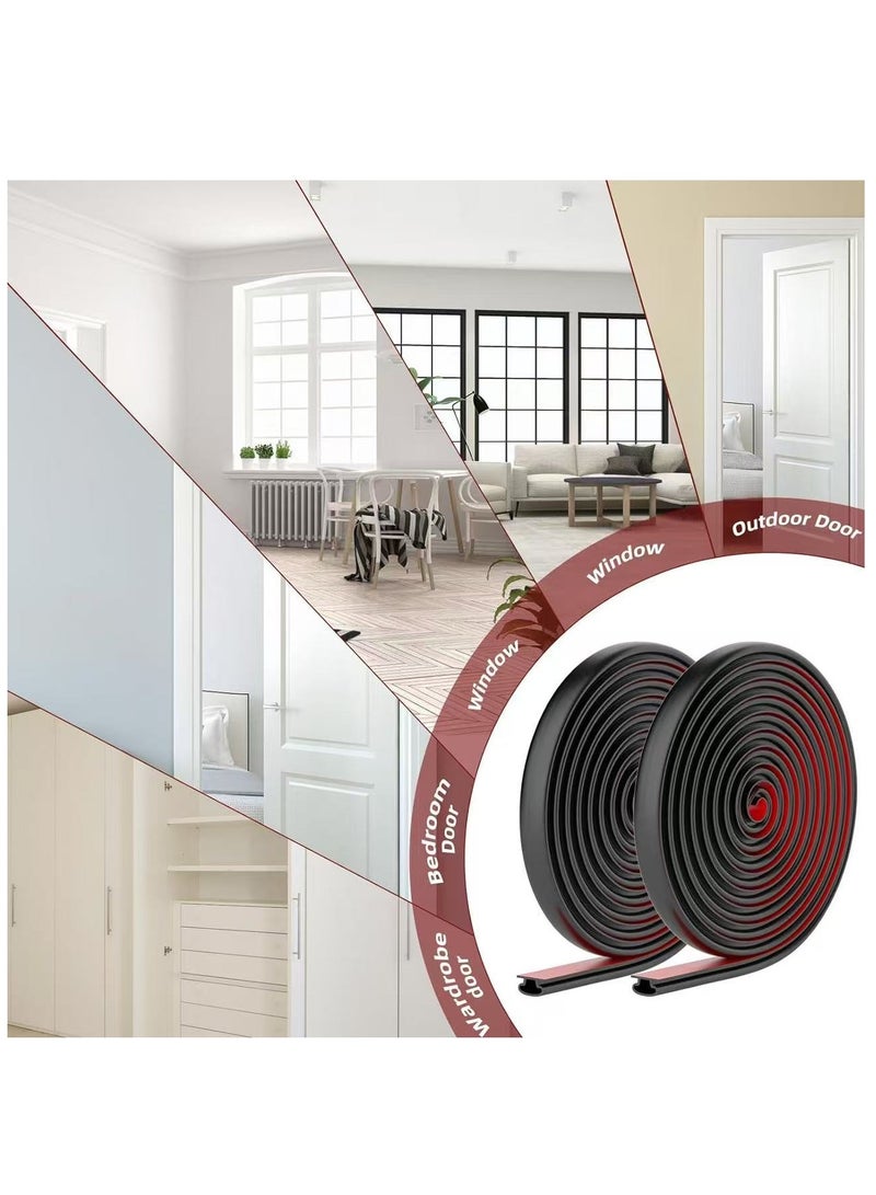 يوكا شريط عزل الأبواب ذو شكل D لاصق بذاته من الفوم لإحكام إغلاق إطار الباب والنافذة (طول 19.7 قدم، باللون الأسود) - Image 3