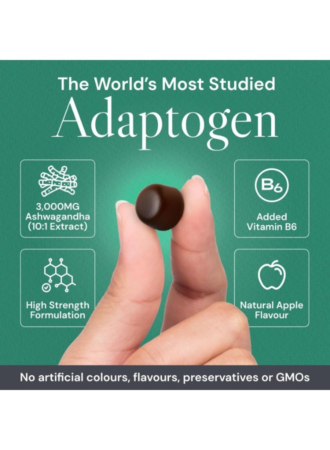 Known 3000mg High Strength Ashwagandha Gummies – Apple Flavour – Chewable Vegan Gummy Supplement – Energy, Mood & Wellbeing Support – 1 Month Supply – Root Extract with Vitamin B6 – for Men & Women - Image 3