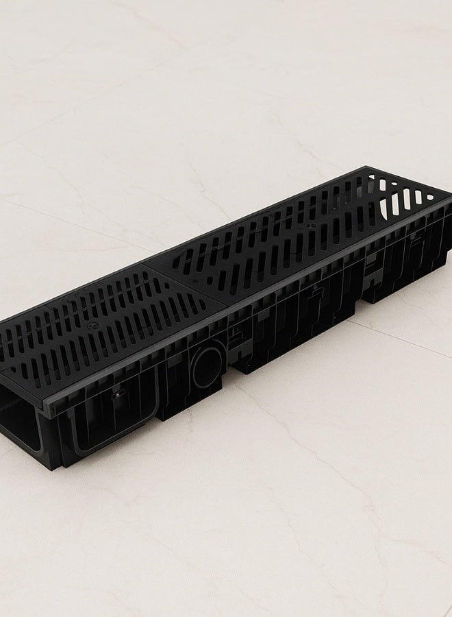 Dakota Floor Channel Grating | Drainage Channel Gratting with Bottom Trunch  for Garage, Water Rain Storm, Under Ground Parking, Under the Villa Gate, Service Center, Animal Farm,Wet Room, Garden, Driveway – 100x20 cm HDPE Plastic C-250 (25 Ton) Ductile Grating, 1Mtr Length, Heavy Duty Ductile Iron Gratting EN-1433. Made in Italy - Image 4