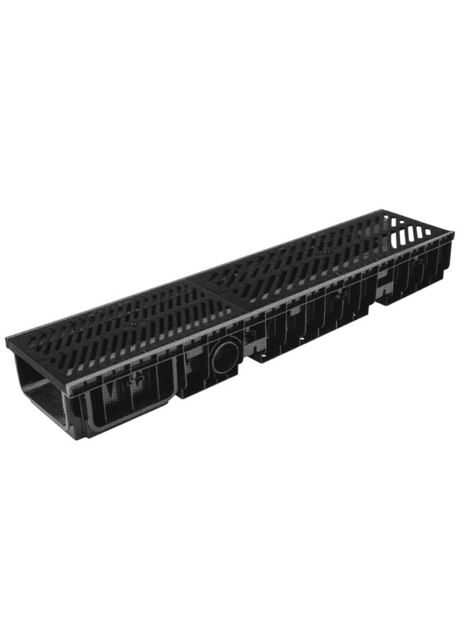 Dakota Floor Channel Grating | Drainage Channel Gratting with Bottom Trunch  for Garage, Water Rain Storm, Under Ground Parking, Under the Villa Gate, Service Center, Animal Farm,Wet Room, Garden, Driveway – 100x20 cm HDPE Plastic C-250 (25 Ton) Ductile Grating, 1Mtr Length, Heavy Duty Ductile Iron Gratting EN-1433. Made in Italy - Image 2