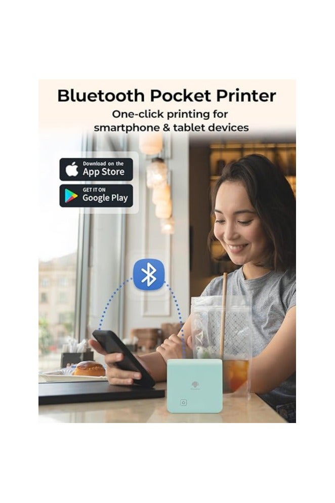 Phomemo M02Pro Mini Printer - Mini Thermal Pocket Printer Compatible with iOS & Android, 300DPI Bluetooth Portable Sticker Printer for Documents, Photo, Work List - Ice Cream Green - Image 3