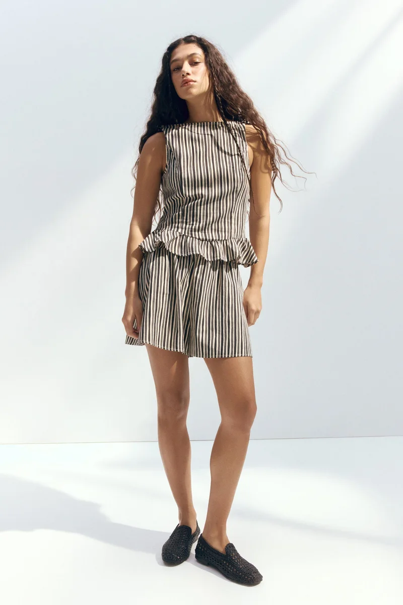 H&M Linen-blend peplum top