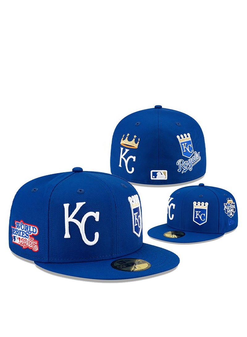 NEW ERA AA Quality Kansas City Royals Blue Fitted Hat - Classic KC Logos-57.7cm 
