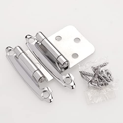 DecoBasics Polished Chrome Cabinet Hinges for Kitchen Cabinets (25 Pair -50 Pcs) -1/2" Overlay (Variable) -Self Closing Kitchen Cabinet Hinges Flush Mount w/Silicon Bumpers & Upgraded Screws - Image 2