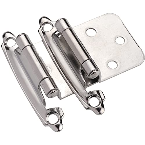 DecoBasics Polished Chrome Cabinet Hinges for Kitchen Cabinets (25 Pair -50 Pcs) -1/2" Overlay (Variable) -Self Closing Kitchen Cabinet Hinges Flush Mount w/Silicon Bumpers & Upgraded Screws - Image 1