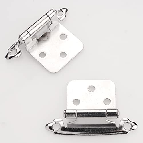 DecoBasics Polished Chrome Cabinet Hinges for Kitchen Cabinets (25 Pair -50 Pcs) -1/2" Overlay (Variable) -Self Closing Kitchen Cabinet Hinges Flush Mount w/Silicon Bumpers & Upgraded Screws - Image 3