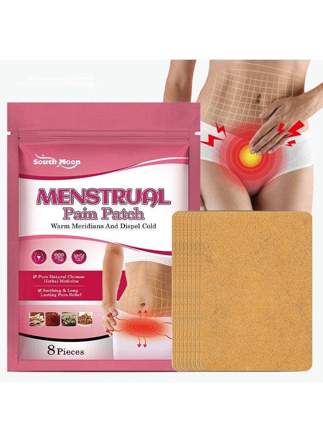 SOUTH MOON Menstrual Pain Patch, Pure Natural Chinese Herbal Medicine Warm The Body and Dispel Cold, Heating Pads Alleviate Abdominal Cramps And All Cramping, Fibroids, IBS And Inflammatory Bowel Disease 8pcs  - Image 1