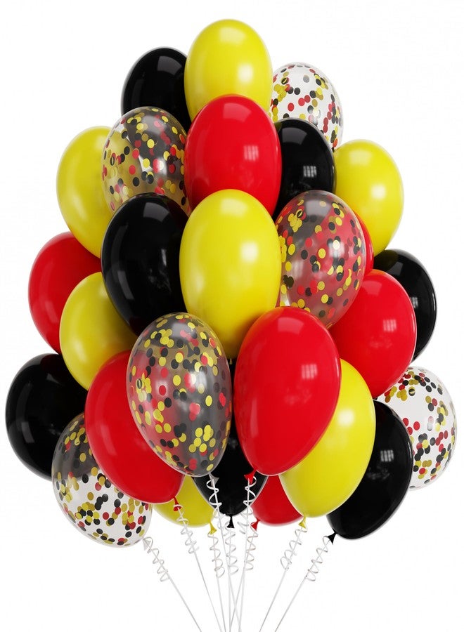 duile 60pcs 12Inch Mouse Color Balloons Red Black Yellow Latex Balloons with Confetti Balloon for Baby Shower Birthday Party Decorations Supplies with Ribbon - Image 1