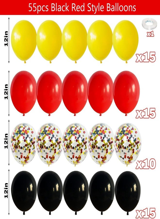 duile 60pcs 12Inch Mouse Color Balloons Red Black Yellow Latex Balloons with Confetti Balloon for Baby Shower Birthday Party Decorations Supplies with Ribbon - Image 2