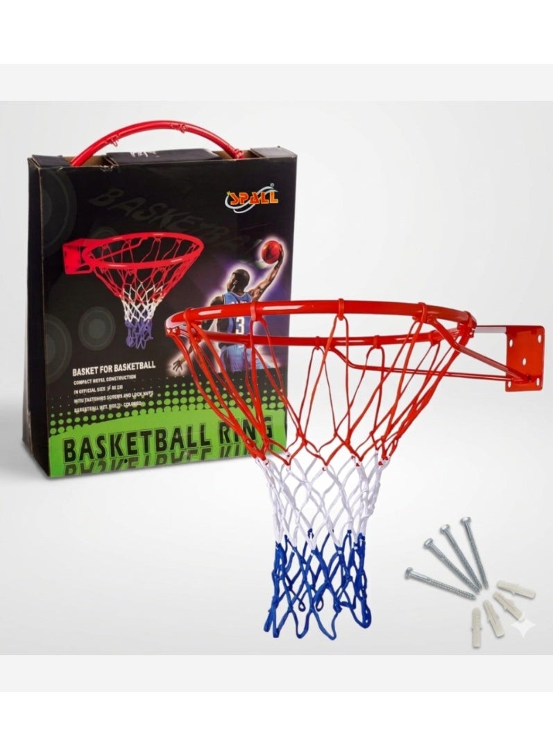 Spall Basketball Hoop with Net Heavy Duty Steel Ring Outdoor Indoor Basketball Rim Replacement Durable Basketball Goal for Wall or Backboard - Image 1