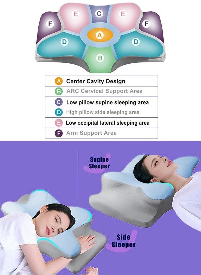 Memory Foam Cervical Pillow - erfly-Shaped Ergonomic Support for Neck and Shoulder Pain Relief, Ideal for Side, Back, and Stomach Sleepers, Includes Washable Cover and Eye Mask - Image 5