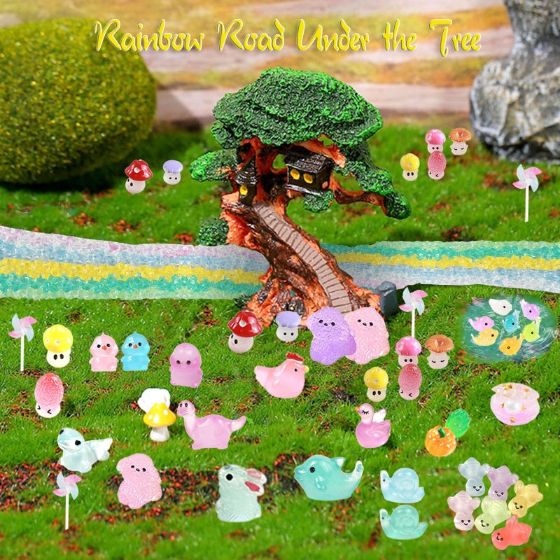 LJMBOEN 400pcs Luminous Mini Resin Animal in The Dark Tiny Miniature Figures Ornament Duck Frog Mushroom Owl Dog Rabbit Crab Dolphin Shell Fairy Garden Accessories Aquarium Landscape Bonsai Decor - Image 4