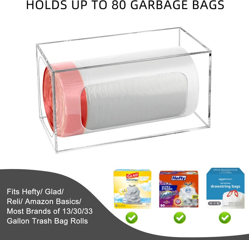 TPGP BSSOYAMM Acrylic Trash Bag Dispenser and Holder - Wall Mounted Organizer for Kitchen - Image 2