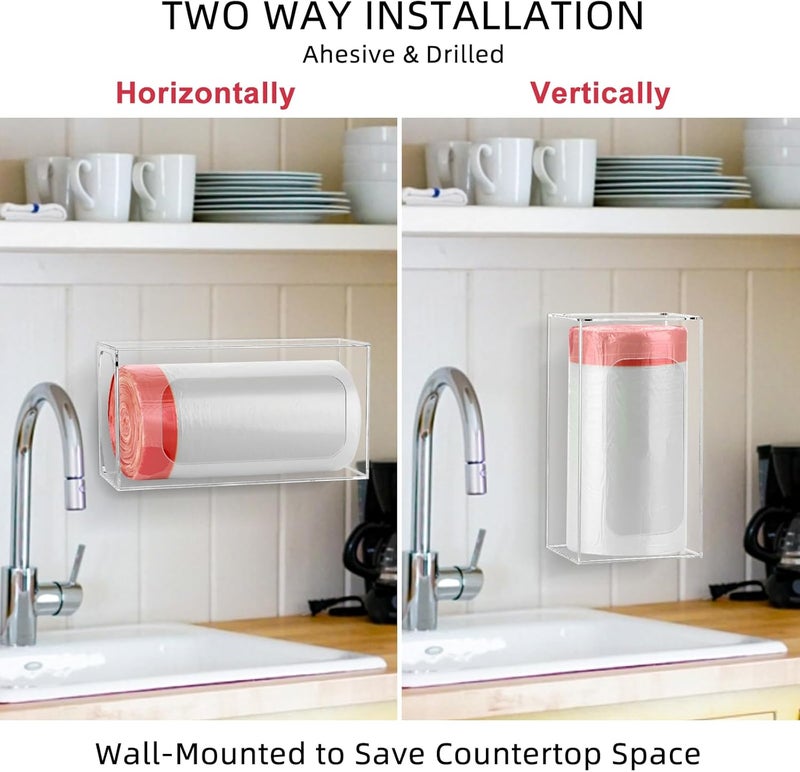 TPGP BSSOYAMM Acrylic Trash Bag Dispenser and Holder - Wall Mounted Organizer for Kitchen - Image 4