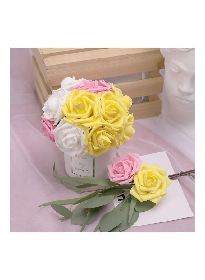 NIBEMINENT 25-Piece Artificial Roses Flower Real Touch Multicolour - Image 4