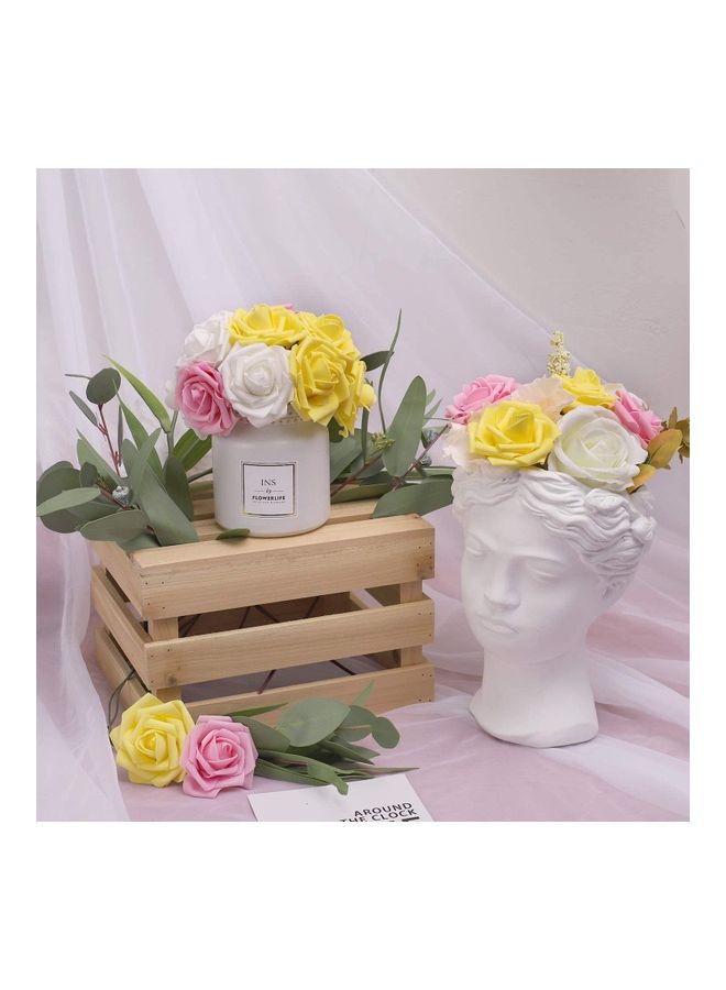 NIBEMINENT 25-Piece Artificial Roses Flower Real Touch Multicolour - Image 2