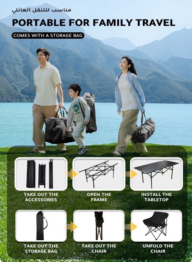 MOUNTAIN EXPLORING 5-Piece Outdoor Camping Folding Table and Chair Set with Storage Bag – Heavy-Duty, Portable and Easy to Store, Suitable for Family Picnics and BBQs - Image 5