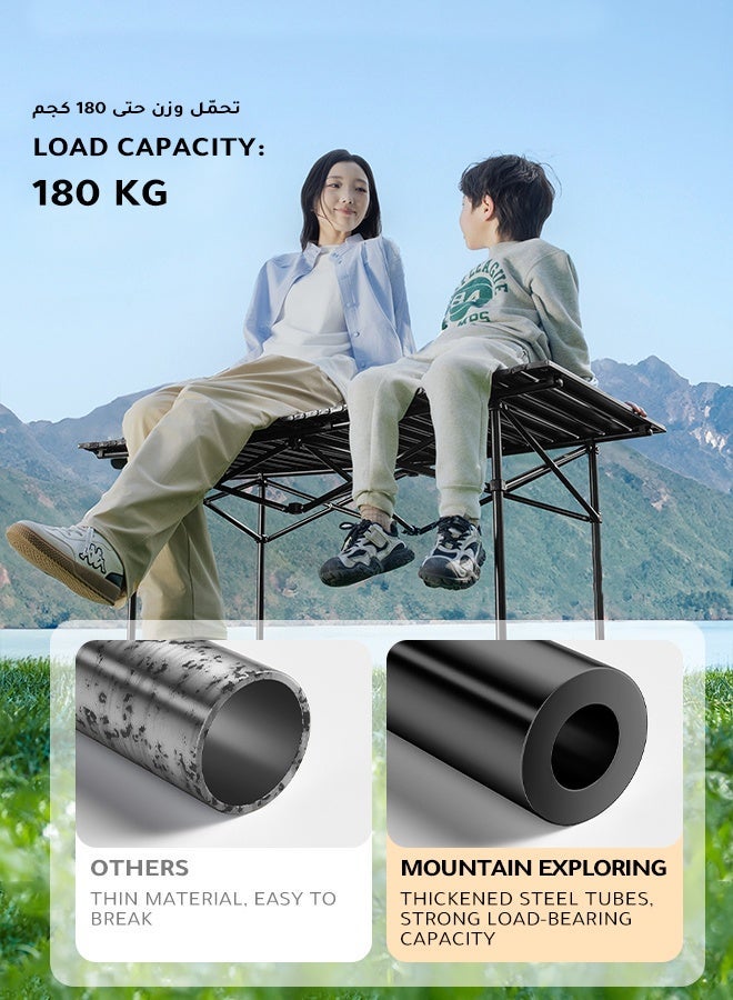 استكشاف الجبال طقم طاولة وكراسي قابلة للطي من 5 قطع للتخييم الخارجي مع حقيبة تخزين – قوي التحمل، سهل الحمل والتخزين، مناسب للنزهات العائلية والشواء - Image 5