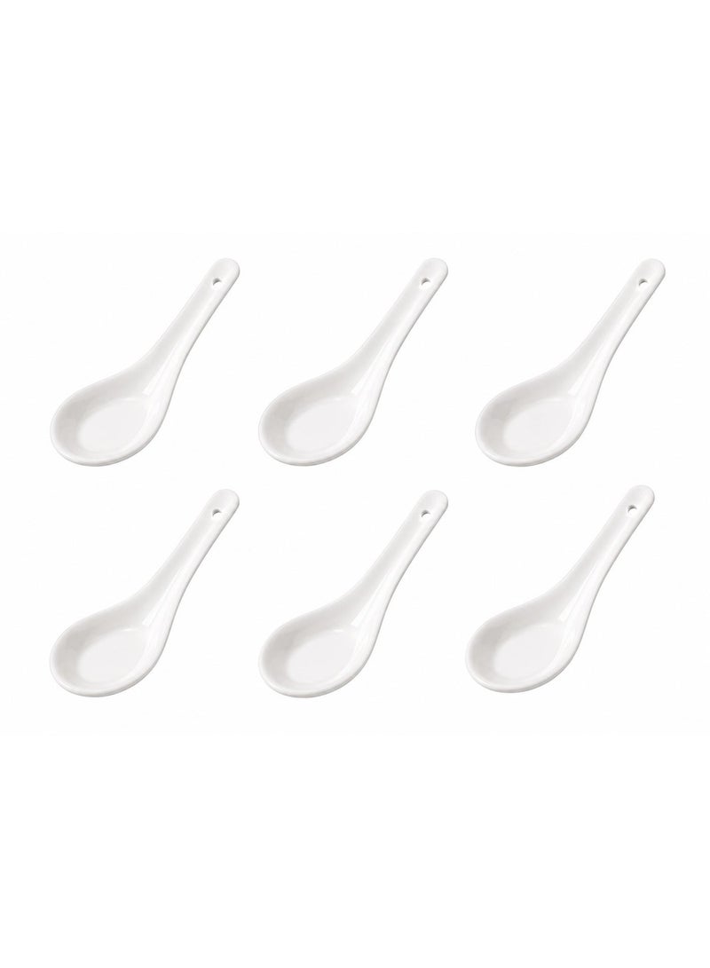 OSALIA East Asian, Korean And Chinese Style Seafood, Hot Pot  Plastic  Soup Spoon (Set Of 6 Pieces) Off White - Image 1
