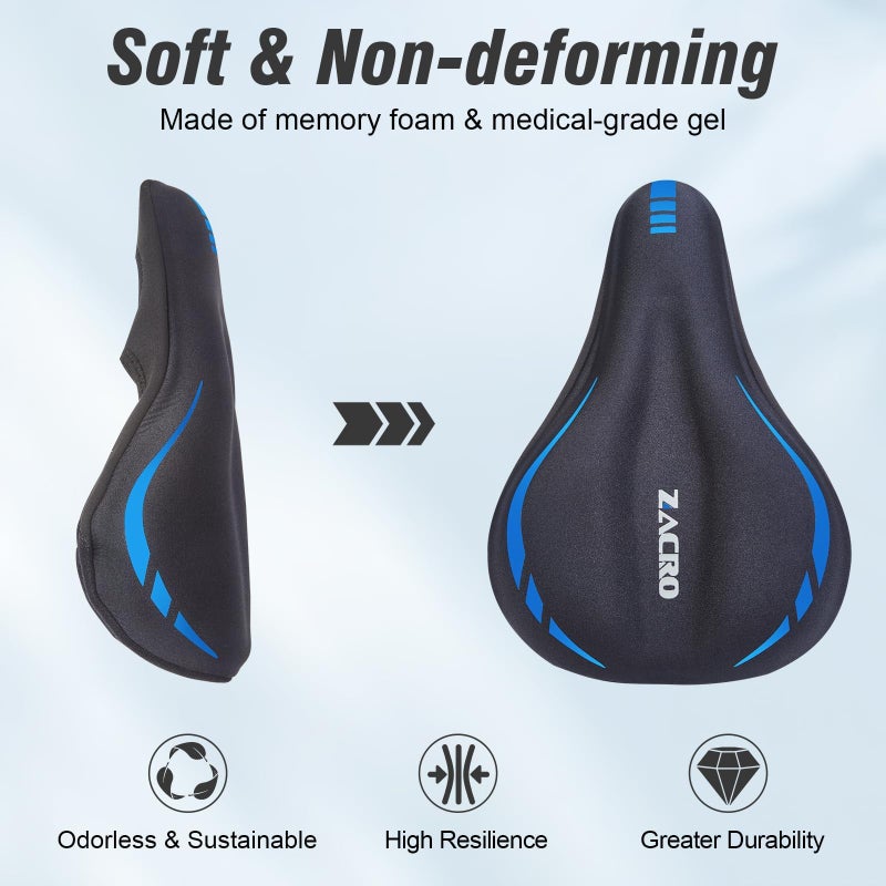Zacro Bike Seat Cushion - Gel Padded Bike Seat Cover for Men & Women Comfort, Adjustable Velco Secure Bicycle Cushion Saddle, Fit with Peloton Bicycle, Indoor & Outdoor - Image 4