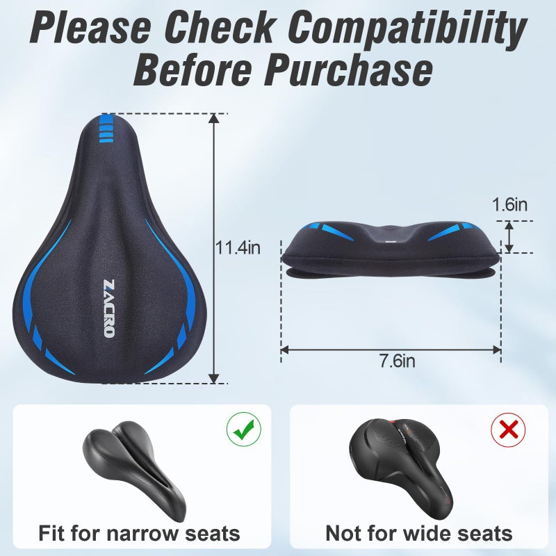 Zacro Bike Seat Cushion - Gel Padded Bike Seat Cover for Men & Women Comfort, Adjustable Velco Secure Bicycle Cushion Saddle, Fit with Peloton Bicycle, Indoor & Outdoor - Image 5