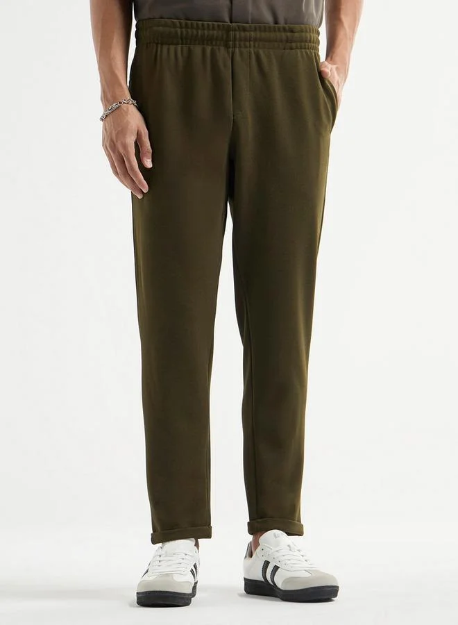 Splash FAV Textured Regular Fit Pants with Flexi Waist and Pockets
