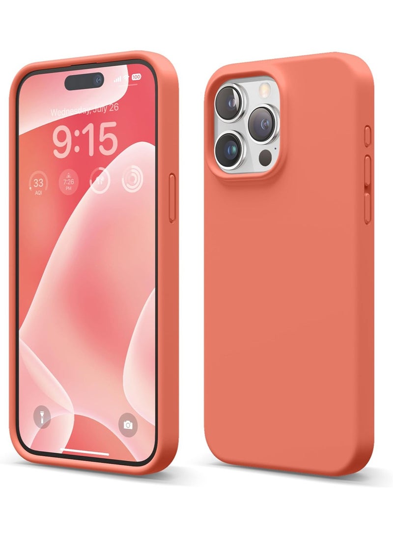 Elago Liquid Silicone for iPhone 15 PRO Case Cover Full Body Protection, Shockproof, Slim, Anti-Scratch Soft Microfiber Lining - Pomelo Pink - Image 1