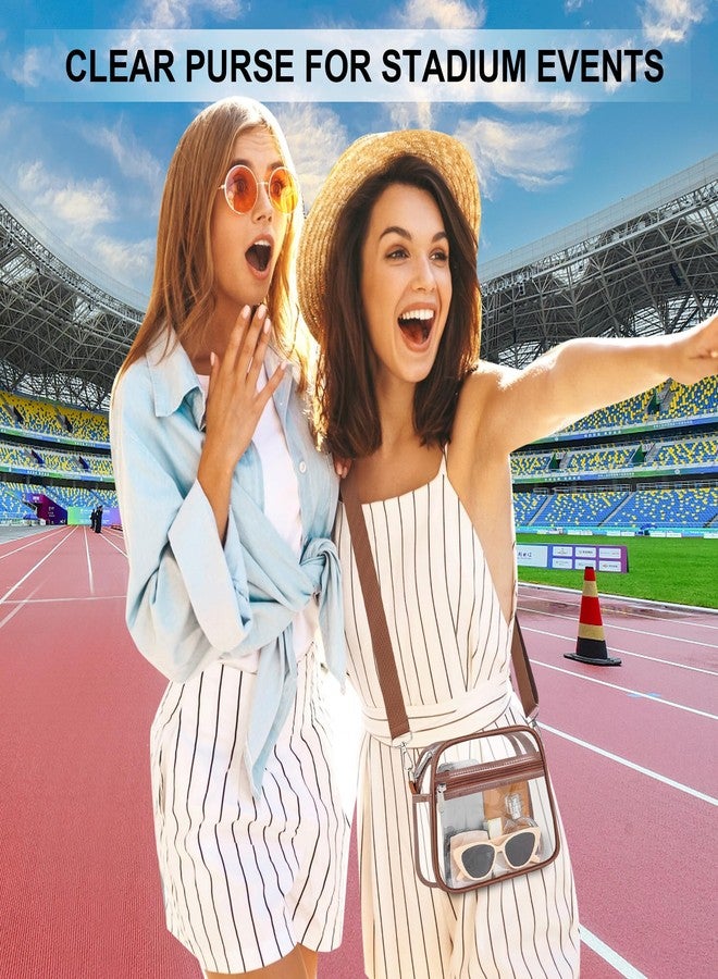 Busiuw حقيبة شفافة صغيرة الحجم من Busiuw، مثالية للمناسبات الرياضية والاستجمامية، لون بني قهوة. - Image 2