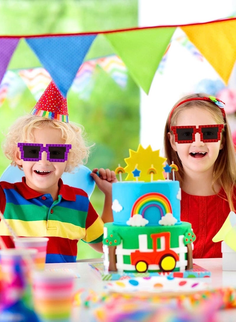 KASTWAVE Party Glasses, Funny Hawaiian Glasses, DIY Building Bricks Glasses and Building Block Bracelets Set for Building Block Birthday Party Favors, Carnival Party Games Supplies (18 Pcs)  - Image 5